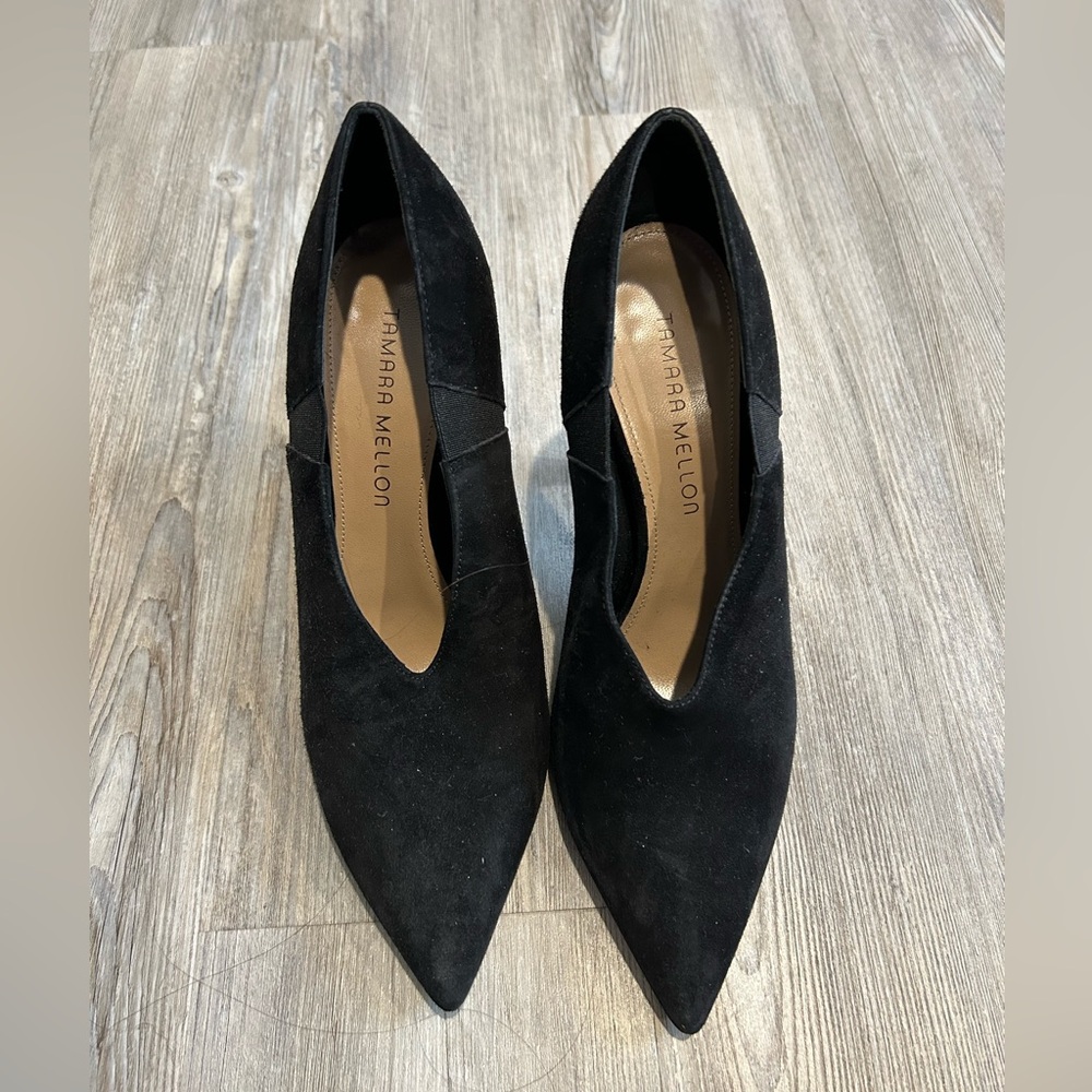 Tamara Mellon League Black Suede Pumps 38.5